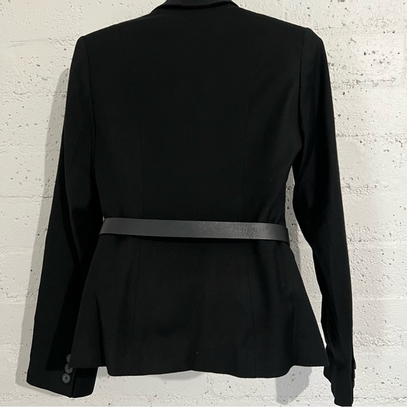 Banana Republic Womens Blazer Jacket 6 Black Belt 3 Button Wool Blend Lined AG6 - Picture 4 of 5